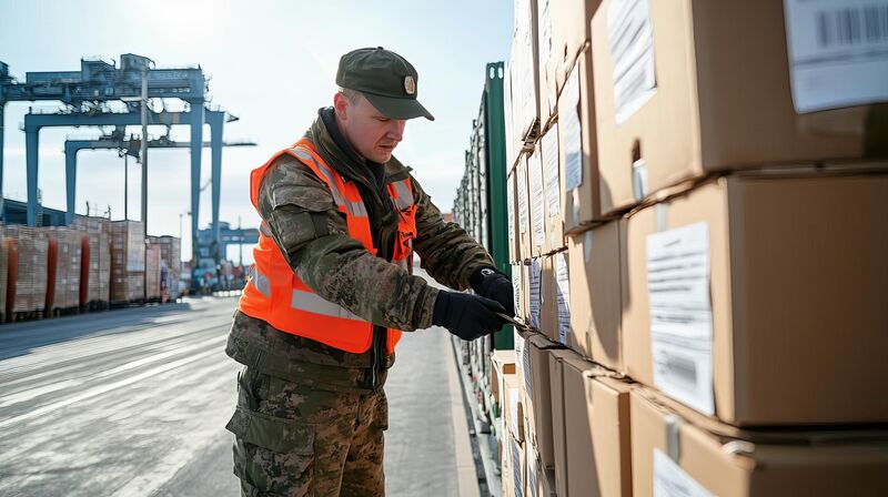 Customs inspector reviewing documentation