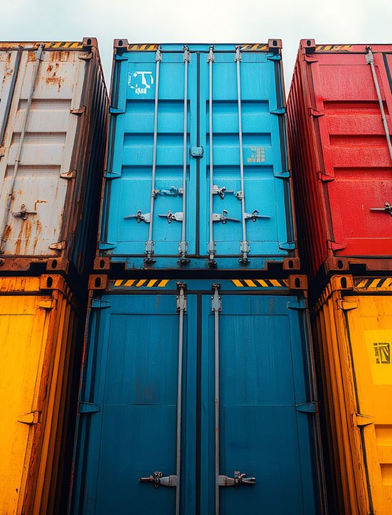 Cargo containers stacked at a busy port illustrating reliable ocean freight forwarder services for seamless shipping operations